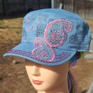 Ladies Blue Denim BLING HAT NEW